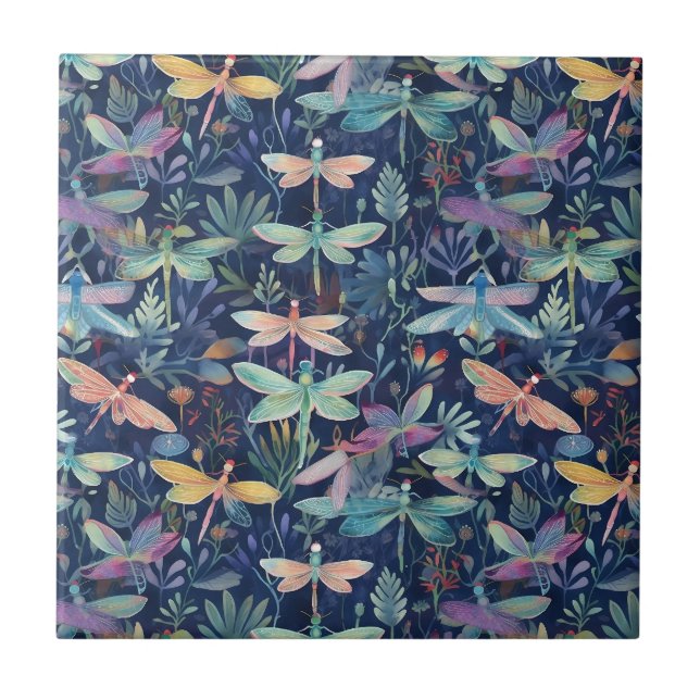 Dragonfly Pattern Tile Fliese (Vorderseite)