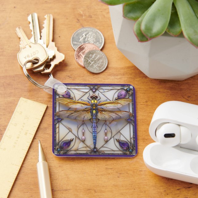 Dragonfly Pearls Amethyst Gold Mutter von Pearl Schlüsselanhänger (Schreibtisch)