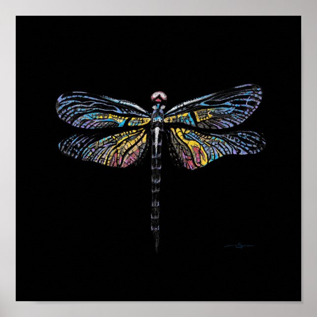 Dragonfly Pen Zeichnend Poster (Vorne)