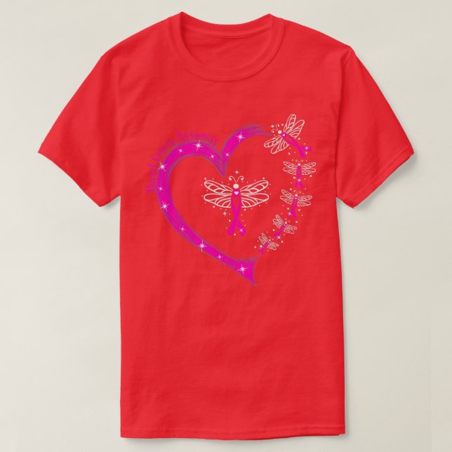 Dragonfly Pink Ribbon Brustkrebs-Bewusstseinswarr T-Shirt (Design vorne)