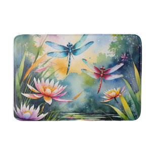 Dragonfly Pond Lili Pads Drachenfliegen Badematte