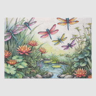 Dragonfly Pond Lili Pads Drachenfliegen Seidenpapier