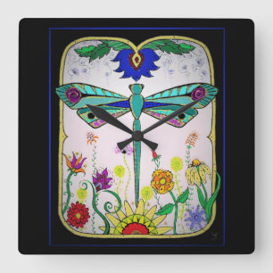 Dragonfly Quadratische Wanduhr