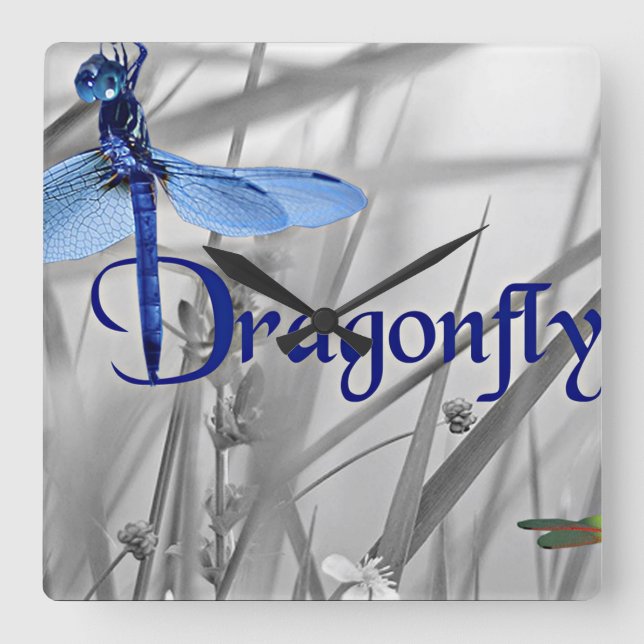 Dragonfly Quadratische Wanduhr (Vorderseite)