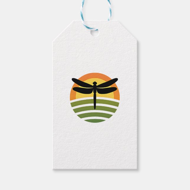 Dragonfly Retro (1) Geschenkanhänger (Vorderseite)