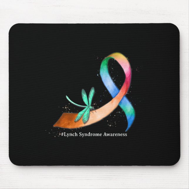 Dragonfly Ribbon Lynch-Syndrom Aufklärungsgeschenk Mousepad (Vorne)