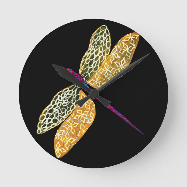 Dragonfly Round Clock Runde Wanduhr (Vorderseite)