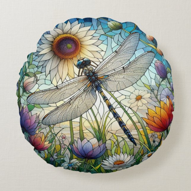 Dragonfly Round Kissen (Vorderseite)