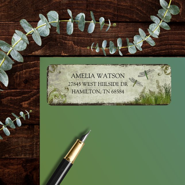 Dragonfly Rustic Botanical Return Address Labels (Dragonfly Rustic Botanical Return Address Labels)