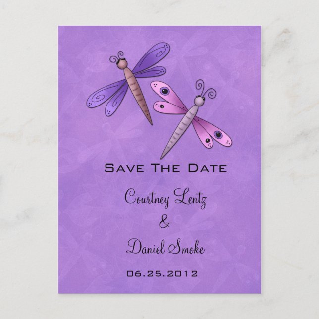 Dragonfly Save the Date Ankündigungspostkarte (Vorderseite)