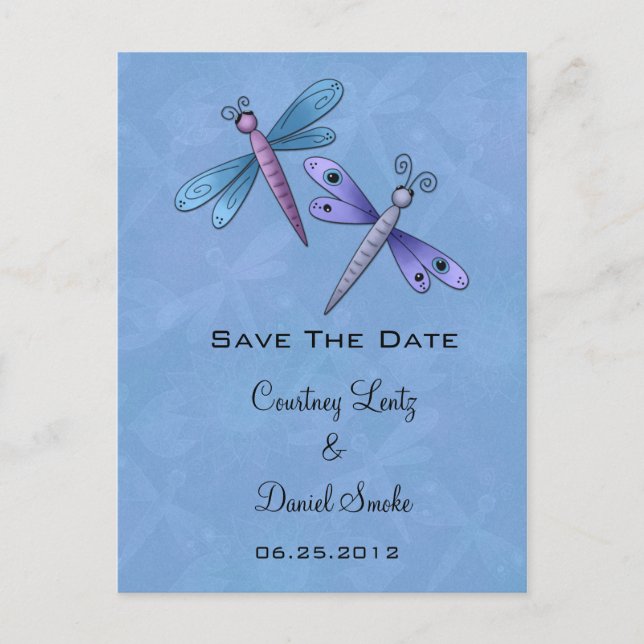 Dragonfly Save the Date Ankündigungspostkarte (Vorderseite)