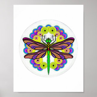 Dragonfly Schöne, bunt und verziert Poster