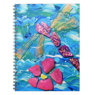 Dragonfly Sea Glass Mix Media Collage Notizblock