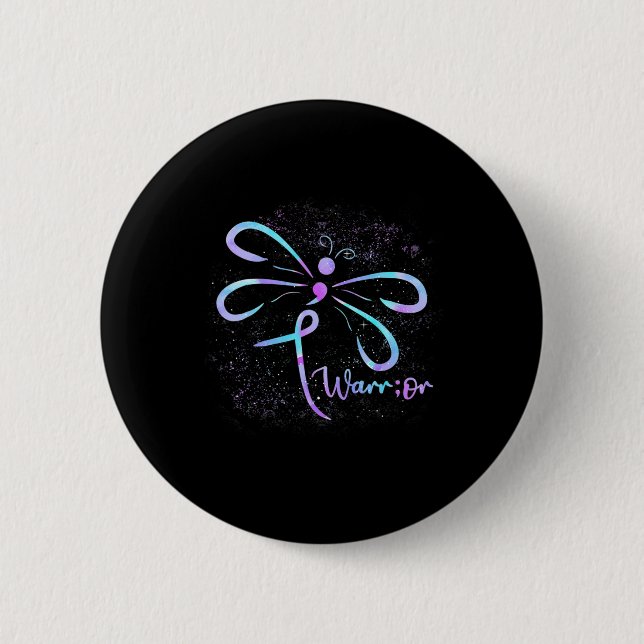 Dragonfly Semicolon Suizidprävention Bewusstsein O Button (Vorderseite)