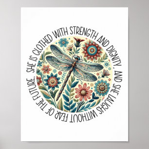 Dragonfly Sie ist mit Stärke und Amp bekleidet; Di Poster