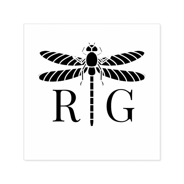 Dragonfly Silhouette 2 Erste Hochzeitmonogramm #2 Permastempel (Design)