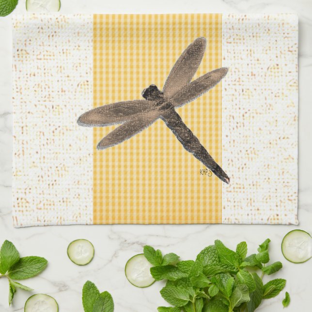 Dragonfly Stone Look Digitale Kunst Küchentücher (Gefaltet)