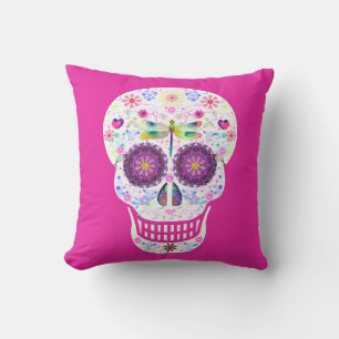 Dragonfly Sugar Skull Throw Kissen