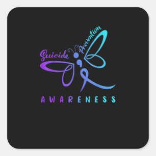 Dragonfly Suicide Prevention Aware Teal Ribbon Quadratischer Aufkleber