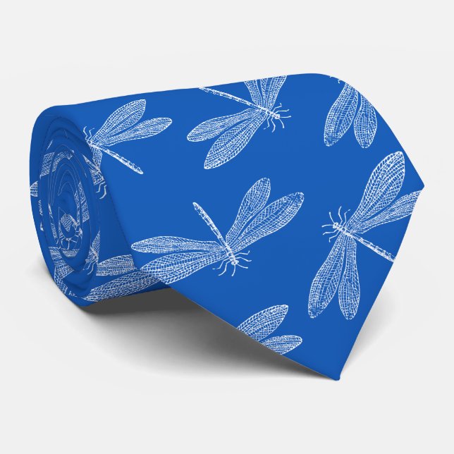 Dragonfly Summer Blues Nature Lover Custom Color Krawatte (Gerollt)