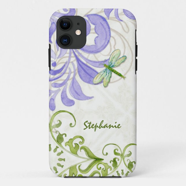 Dragonfly Swirl Blühte Wasserfarbe Personalisiert Case-Mate iPhone Hülle (Rückseite)