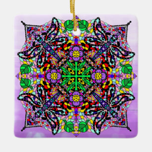 Dragonfly Themed Mandala Colorful Zen Keramikornament