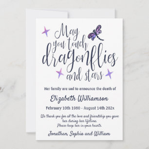 Dragonfly-Todesankündigung Beerdigung Arrangement Ankündigung