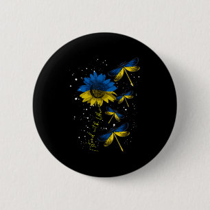 Dragonfly Ukraine Sonnenblume Ukraine Flaggenstand Button
