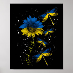 Dragonfly Ukraine Sonnenblume Ukraine Flaggenstand Poster