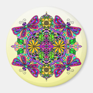 Dragonfly und Blume Mandala Magnet