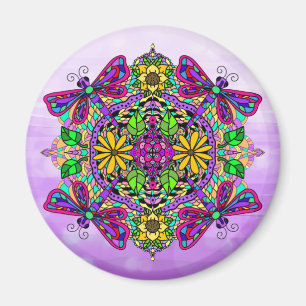 Dragonfly und Blume Mandala Magnet