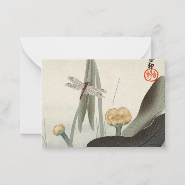 Dragonfly und Lotus, 1920 von Ohara Koson Mitteilungskarte (Vorderseite)