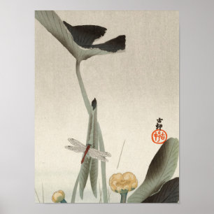 Dragonfly und Lotus, 1920 von Ohara Koson Poster