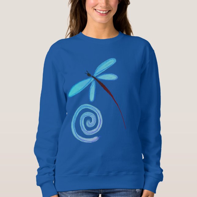 Dragonfly und Spirale Abstrakte Kunst Sweatshirt (Vorderseite)