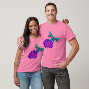 Dragonfly und Zinnia-Blume T-Shirt