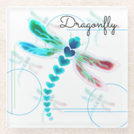 Dragonfly | Untersetzer aus Aquamarinem Glas