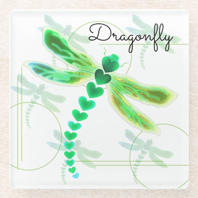 Dragonfly | Untersetzer aus Grünglas (Vorderseite)