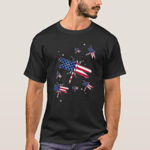 Dragonfly Usa Flag Patriotische Unabhängigkeit 4. T-Shirt