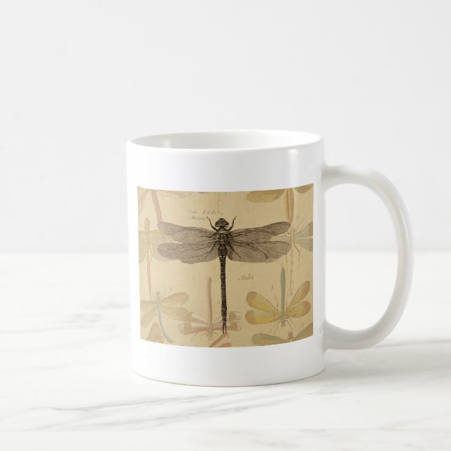 Dragonfly Vintag Antike klassische Natur Kaffeetasse (Rechts)