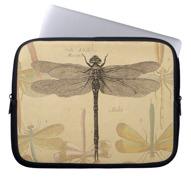Dragonfly Vintag Antique Classic Zeichnend Laptopschutzhülle (Vorderseite)