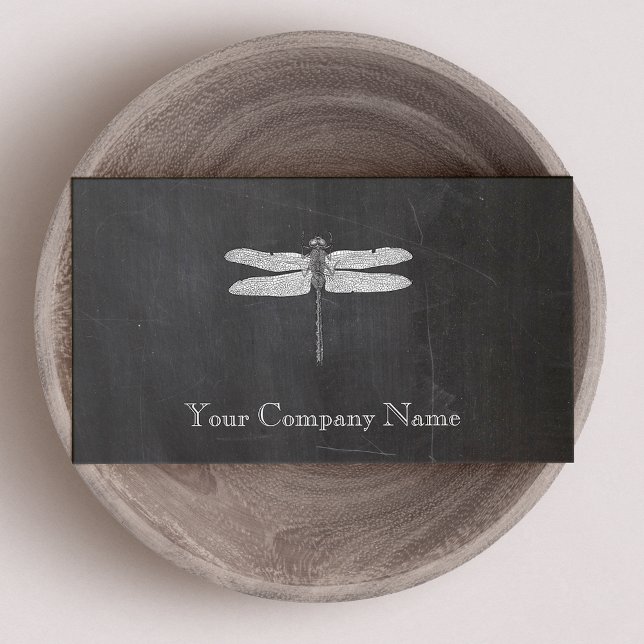 Dragonfly Vintag Etching Chalkboard sehen schwarz  Visitenkarte (Von Creator hochgeladen)