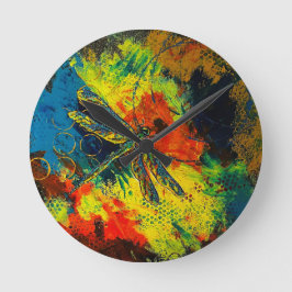 Dragonfly Wall Clock Runde Wanduhr