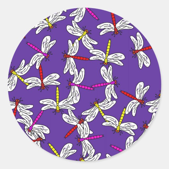 Dragonfly Wallpaper Runder Aufkleber (Vorderseite)