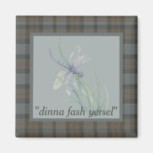 Dragonfly Wasserfarbe Fraser Clan Tartan Grau Blau Magnet