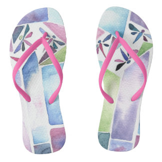 Dragonfly Watercolor Flip Flops
