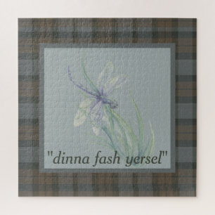 Dragonfly Watercolor Fraser Clan Tartan Kariert Puzzle