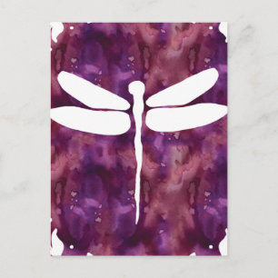 Dragonfly Watercolor Lila Rote Libellen Postkarte