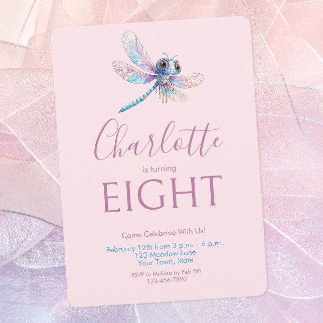 Dragonfly Watercolor Pink Girl's Birthday Einladung (Von Creator hochgeladen)