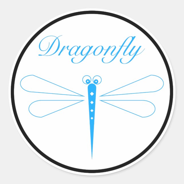 Dragonfly - Weißer, klassischer Rundaufkleber, glä Runder Aufkleber (Vorderseite)