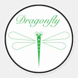 Dragonfly - Weißer, klassischer Rundaufkleber, glä Runder Aufkleber